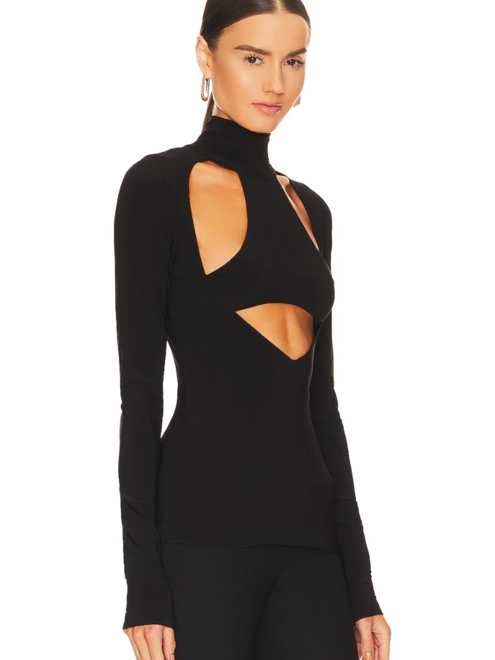 Laquan Smith Black Long-Sleeve Cutout Women's Top small - Picture 4 of 9